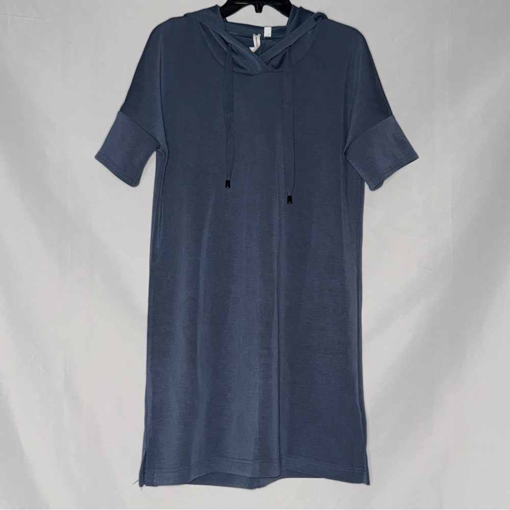 Cable & Gauge Blue-Gray Short Sleeve Hoodie Dress Medium EUC - Picture 2 of 4